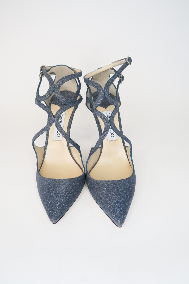 Jimmy Choo Blue Glitter Pumps  sz 39