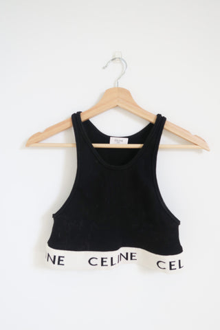 Celine Graphic Print Crop Top sz L - Designer Tops at The Find Luxury Resale - Vancouver, Canada