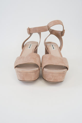 Miu Miu Suede Sandals sz 38.5 - Designer Pumps at The Find Luxury Resale - Vancouver, Canada