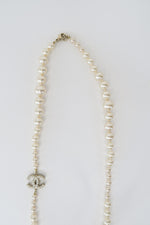 Chanel Faux Pearl CC Bead Strand Necklace