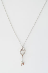 Tiffany & Co. 18K Diamond Heart Key Pendant Necklace