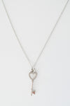 Tiffany & Co. 18K Diamond Heart Key Pendant Necklace