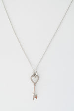 Tiffany & Co. 18K Diamond Heart Key Pendant Necklace