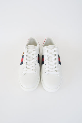 Gucci Web Accent Leather Sneakers sz 37 - Designer Sneakers at The Find Luxury Resale - Vancouver, Canada