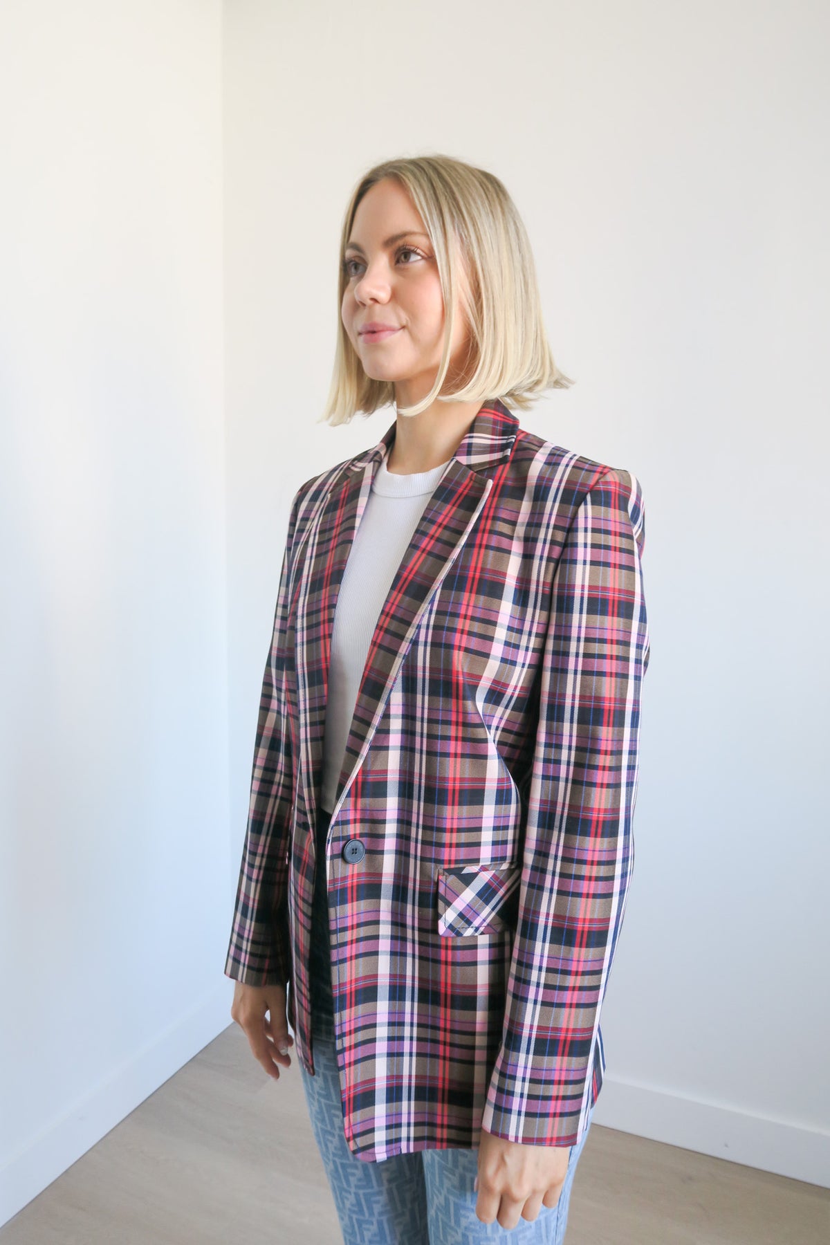 Sandro Plaid Blazer sz 36