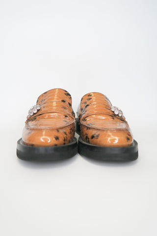 Ganni Leather Animal Print Loafers sz 37 - Designer Loafers at The Find Luxury Resale - Vancouver, Canada