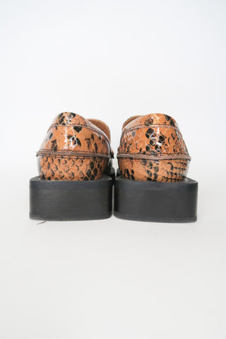 Ganni Leather Animal Print Loafers sz 37 - Designer Loafers at The Find Luxury Resale - Vancouver, Canada