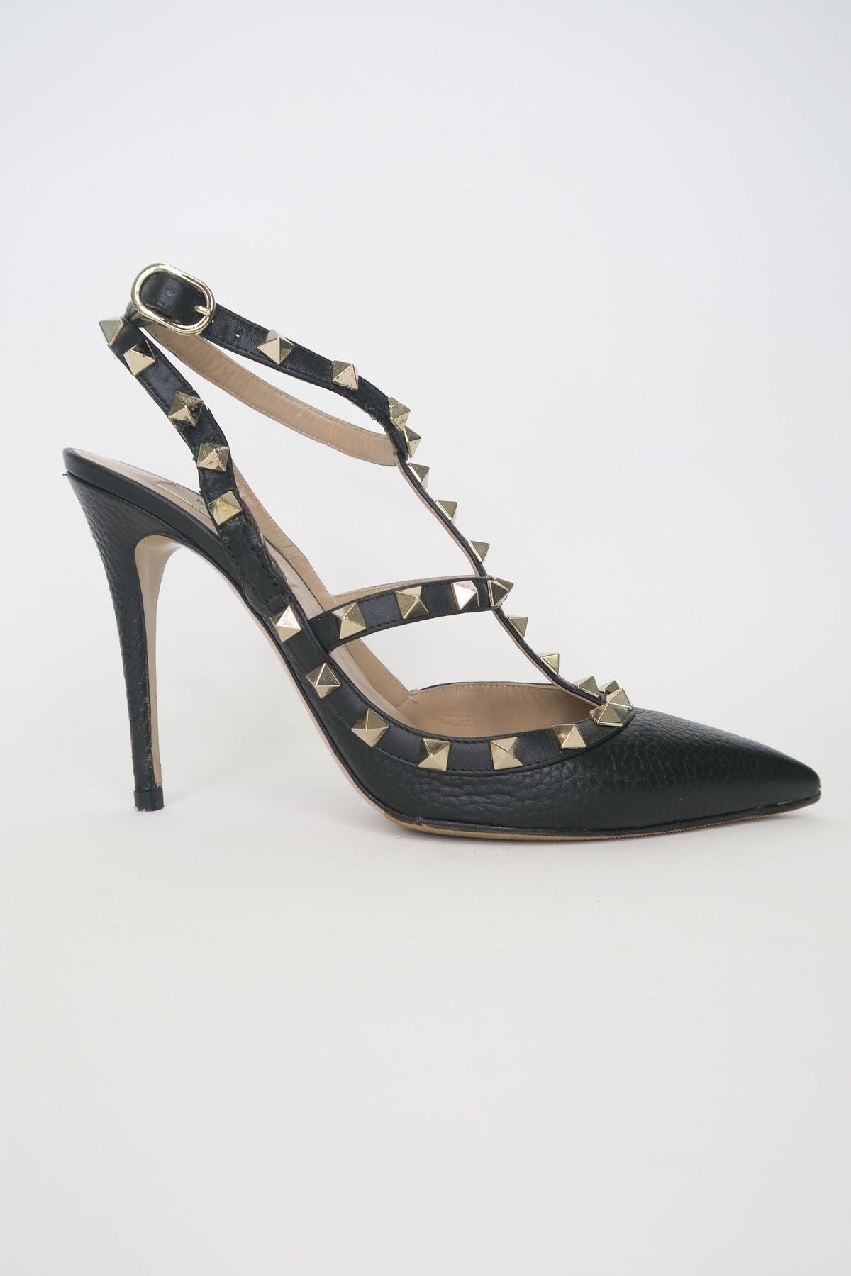 Valentino Rockstud Accents Leather T-Strap Pumps sz 39