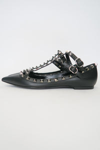 Valentino Rockstud Accents Leather Ballet Flats sz 36