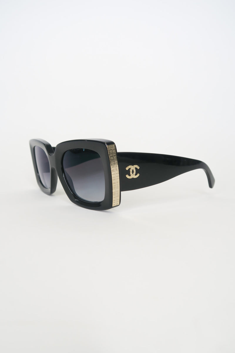 CHANEL Sunglasses New CC Logo Rose Gold Black Authentic Made In