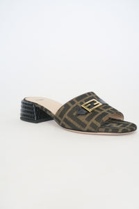 Fendi Zucca FF Logo Canvas Slides sz 36.5