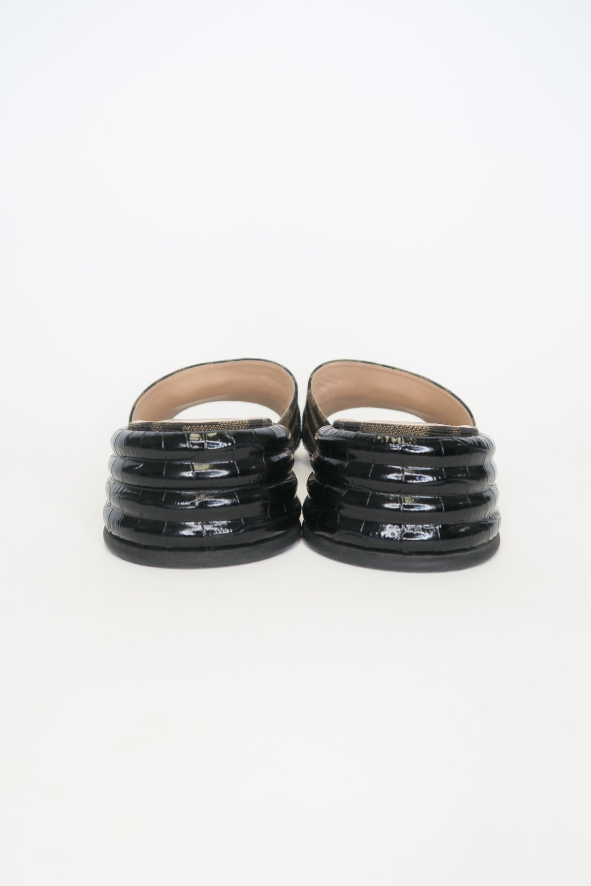 Fendi Zucca FF Logo Canvas Slides sz 36.5