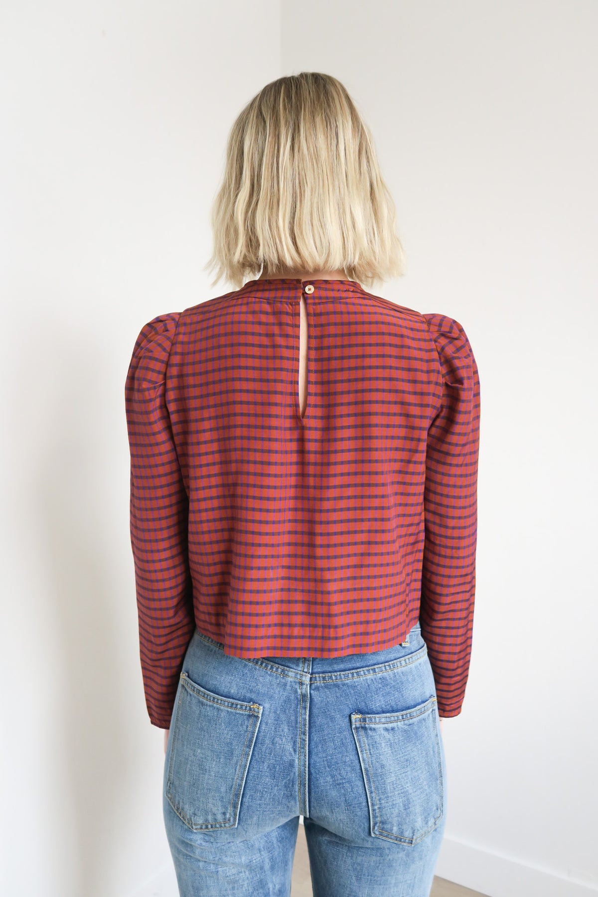 Le Fou Plaid Long Sleeve Top sz XXS