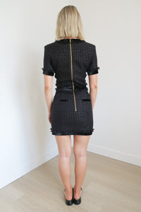 Balmain Button Embellished Tweed Mini Dress sz 34