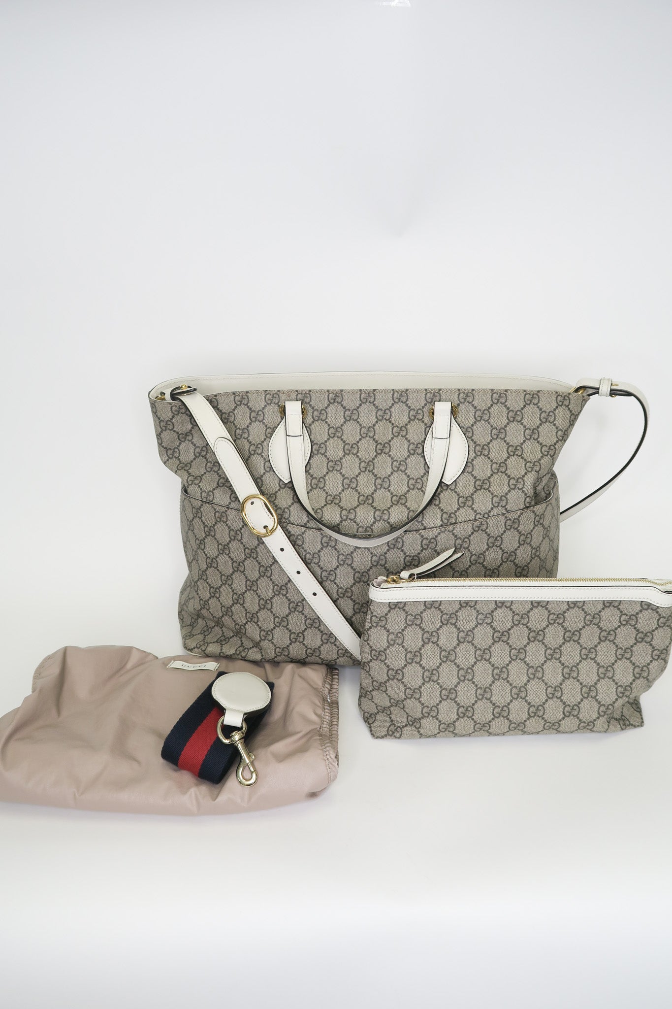 Gucci Soft GG Supreme Diaper Bag White The Find Studio