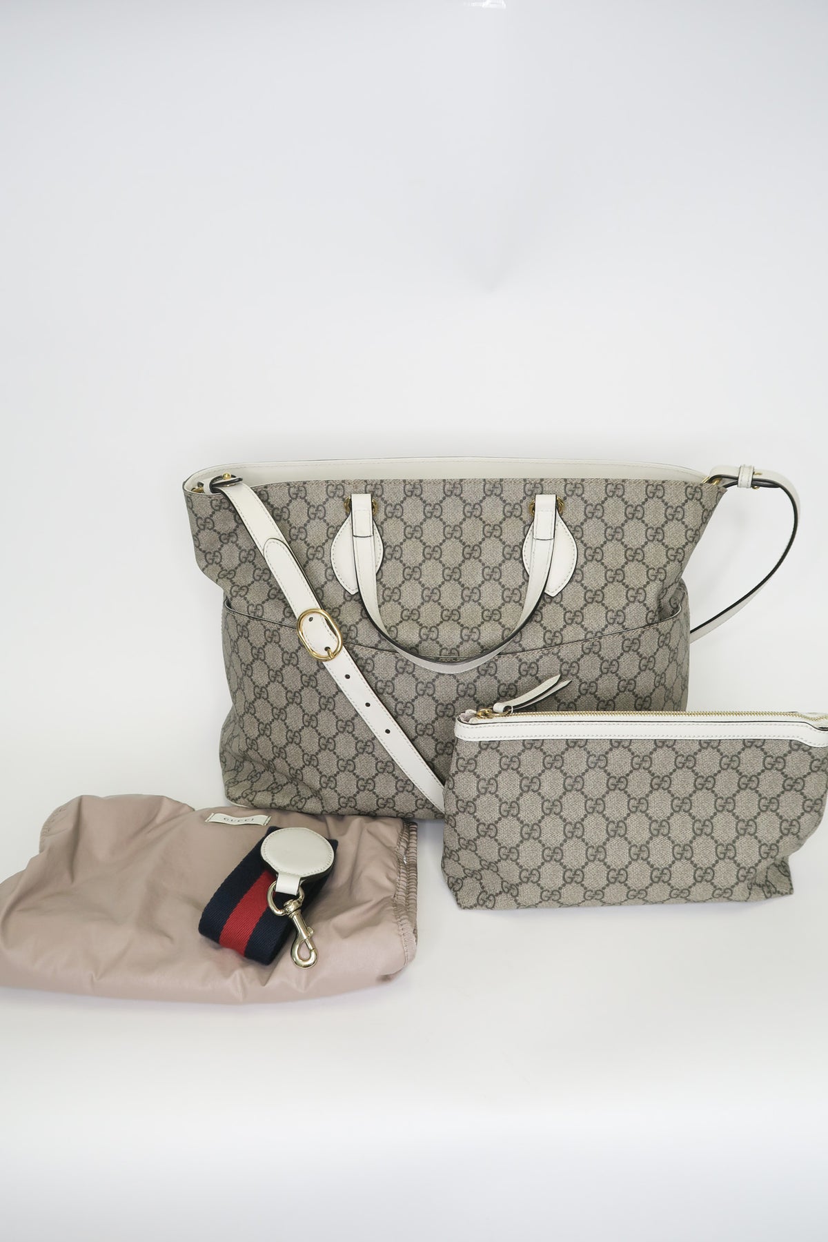 Gucci Soft GG Supreme Diaper Bag White