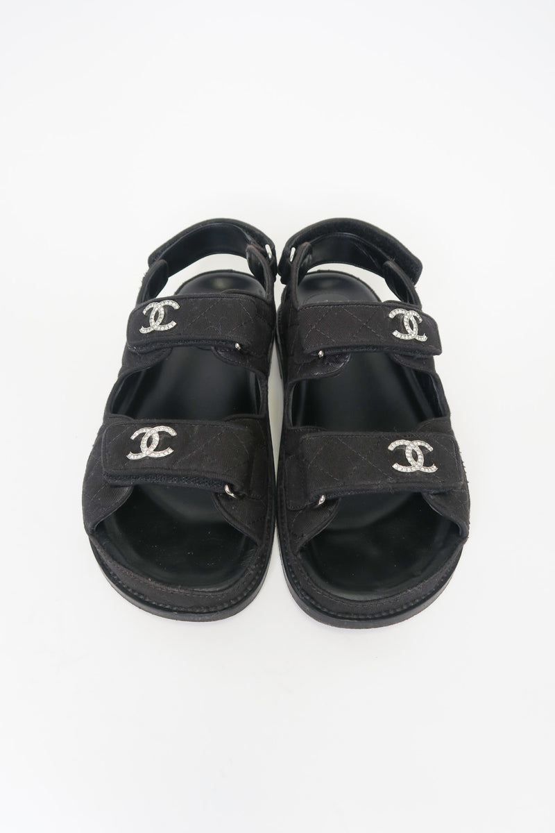 Chanel Dad Interlocking CC Logo Slingback Sandals sz 37