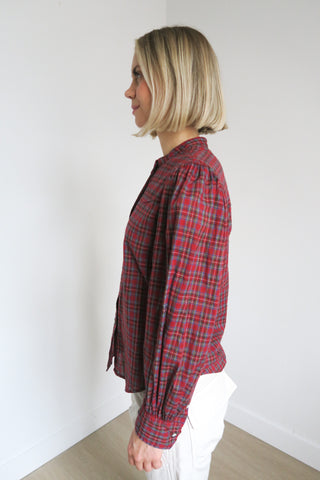 Nili Lotan Plaid Print Long Sleeve Button-Up Top sz S - Designer Tops at The Find Luxury Resale - Vancouver, Canada