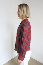 Nili Lotan Plaid Print Long Sleeve Button-Up Top sz S