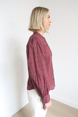 Nili Lotan Plaid Print Long Sleeve Button-Up Top sz S - Designer Tops at The Find Luxury Resale - Vancouver, Canada