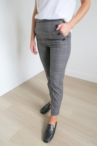 Sandro Plaid Print Straight Leg Pants sz 36 - Designer Pants at The Find Luxury Resale - Vancouver, Canada