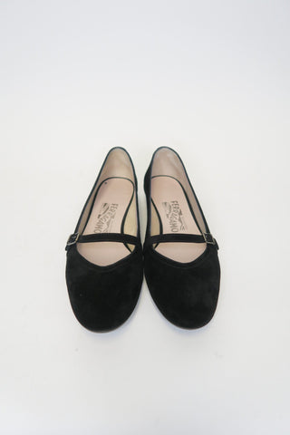 Salvatore Ferragamo Suede Mary Jane Flats sz 6.5 - Designer Flats at The Find Luxury Resale - Vancouver, Canada