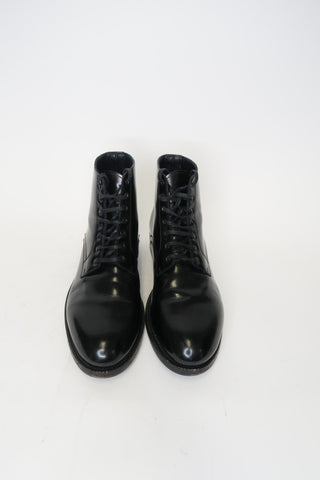 Celine Leather Ankle Lace-Up Boots sz 37.5 - Designer Boots at The Find Luxury Resale - Vancouver, Canada