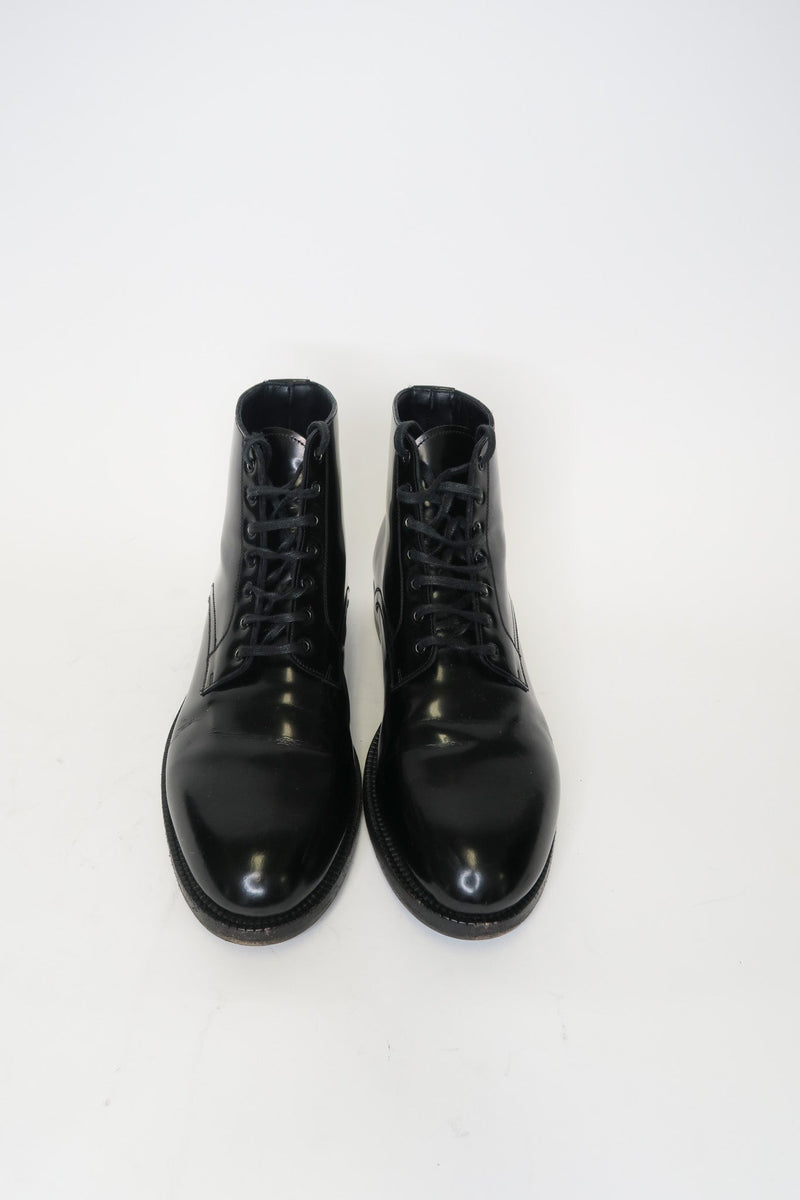 Celine Leather Ankle Lace-Up Boots sz 37.5