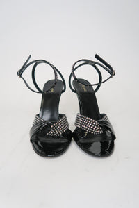 Celine Crystal Embellished Leather Sandals sz 36