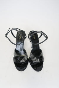 Celine Crystal Embellished Leather Sandals sz 36