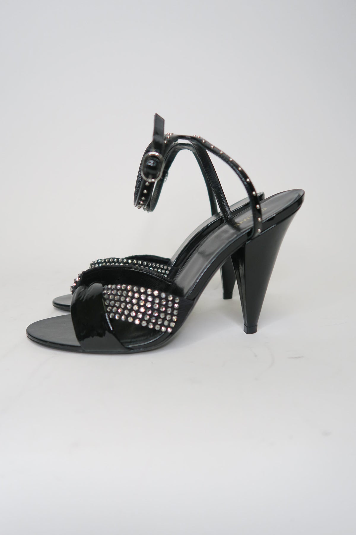 Celine Crystal Embellished Leather Sandals sz 36