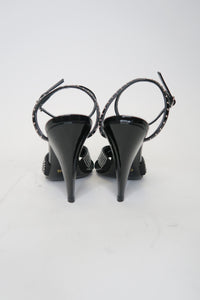 Celine Crystal Embellished Leather Sandals sz 36