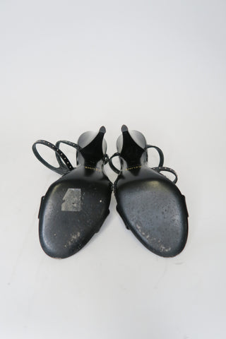 Celine Crystal Embellished Leather Sandals sz 36 - Designer Pumps at The Find Luxury Resale - Vancouver, Canada