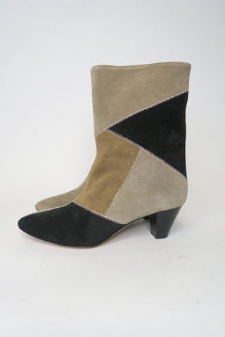 Isabel Marant Suede Colourblock Pattern Boots sz 6 - Designer Boots at The Find Luxury Resale - Vancouver, Canada