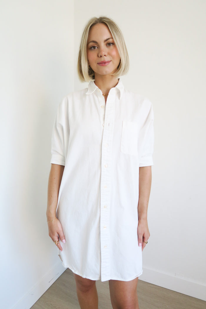 R13 Oversized Boxy Button Up Dress In White sz XXS