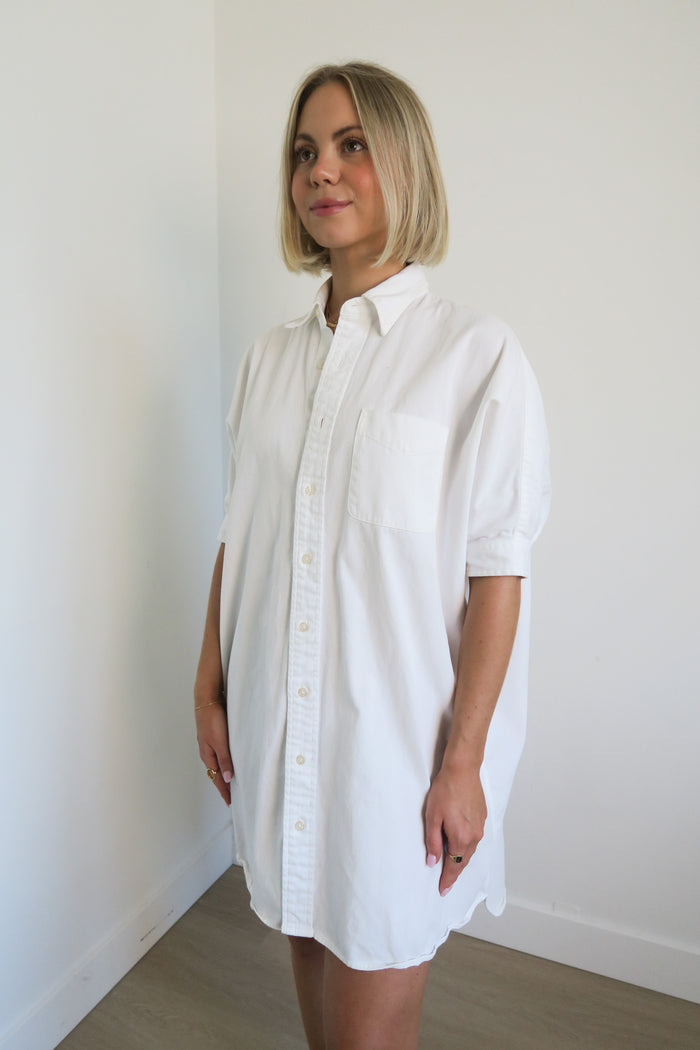 R13 Oversized Boxy Button Up Dress In White sz XXS