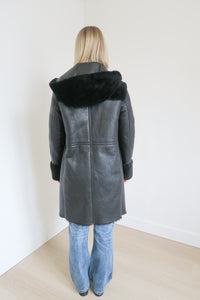 Maje Leather Shearling Coat sz 38