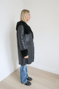 Maje Leather Shearling Coat sz 38