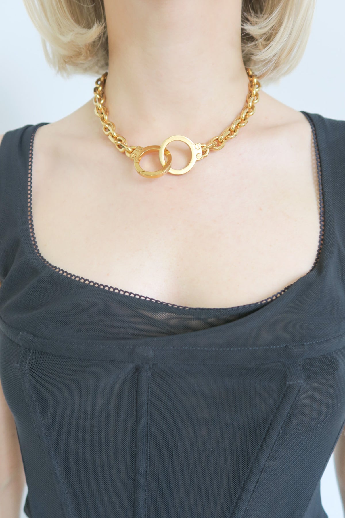 Celine Golden Handcuff Necklace