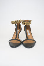 Stella McCartney Leather Chain-Link Accents T-Strap Sandals sz 37.5