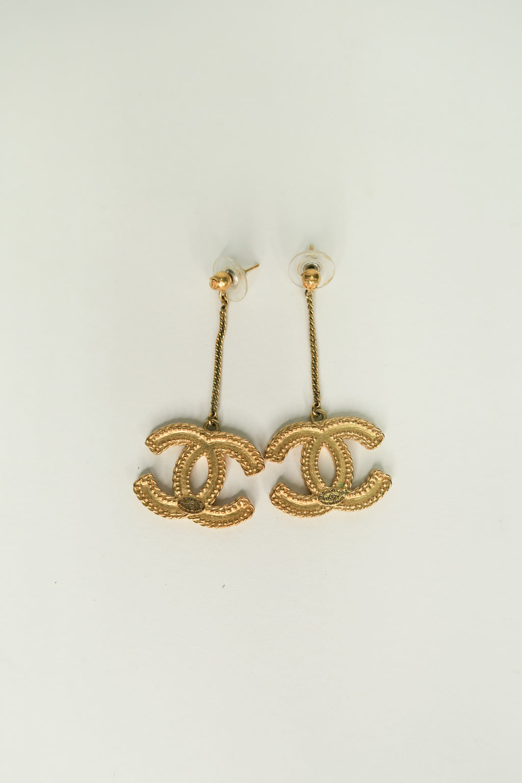 Chanel CC Drop Earrings Matte Gold