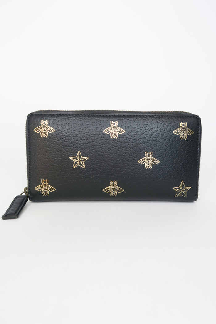 Gucci Bee & Star Leather Continental Wallet