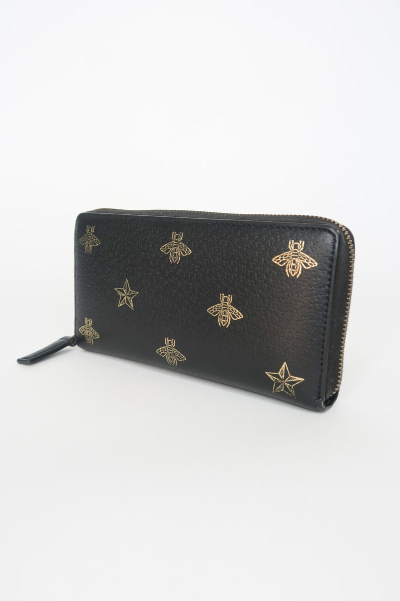 Gucci Bee & Star Leather Continental Wallet