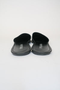 Prada Black Leather Logo Slides sz 35.5