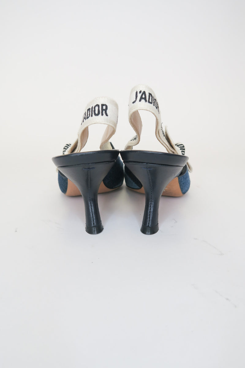 Christian Dior J'Adior Denim Slingback Pumps sz 36