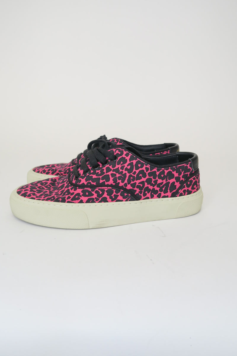 Saint Laurent Canvas Animal Print Sneakers sz 36