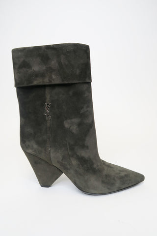 Saint Laurent Niki Suede Boots sz 36.5 - Designer Boots at The Find Luxury Resale - Vancouver, Canada