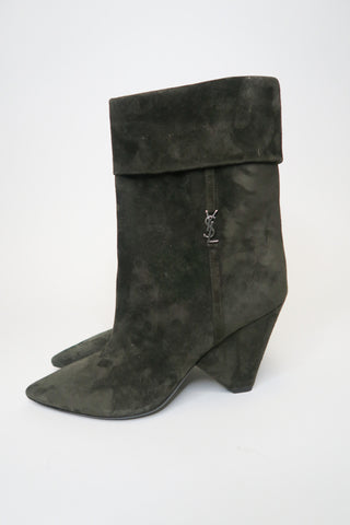 Saint Laurent Niki Suede Boots sz 36.5 - Designer Boots at The Find Luxury Resale - Vancouver, Canada