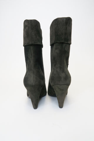 Saint Laurent Niki Suede Boots sz 36.5 - Designer Boots at The Find Luxury Resale - Vancouver, Canada