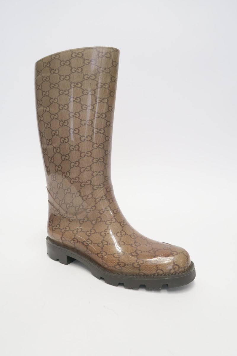 Gucci Rubber Printed Rain Boots sz 38